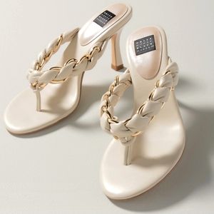 White House Black Market 7.5 Braided Chain Mid Heel Slides BRAND NEW IN BOX